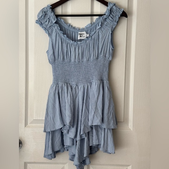 Princess Polly Blue Ruffle Smocked Romper – Size US 6 / AUS 10 - Picture 3 of 9